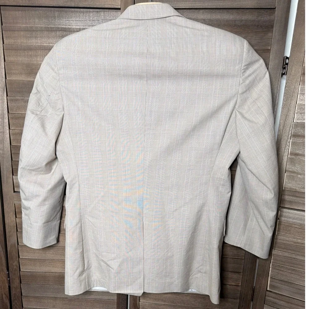 Jos. A. Bank Blazer Mens 41R Wool Glen Plaid Tan Button-Down Sport Coat